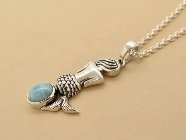 Larimar Mermaid Necklace - Click Image to Close