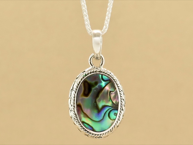 Abalone Oval Necklace - Click Image to Close