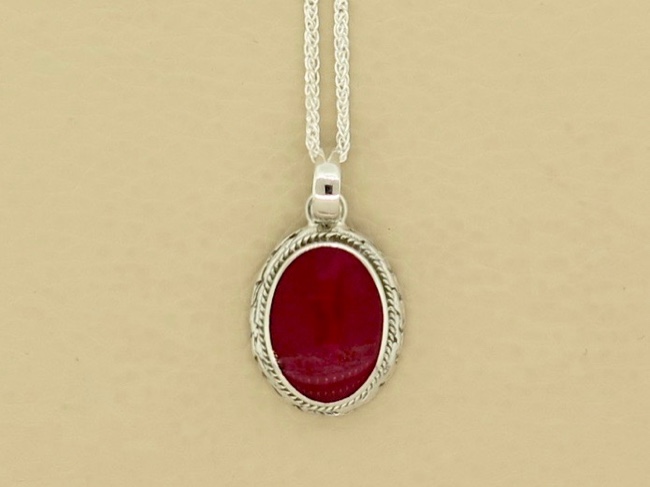 Coral Oval Necklace - Click Image to Close
