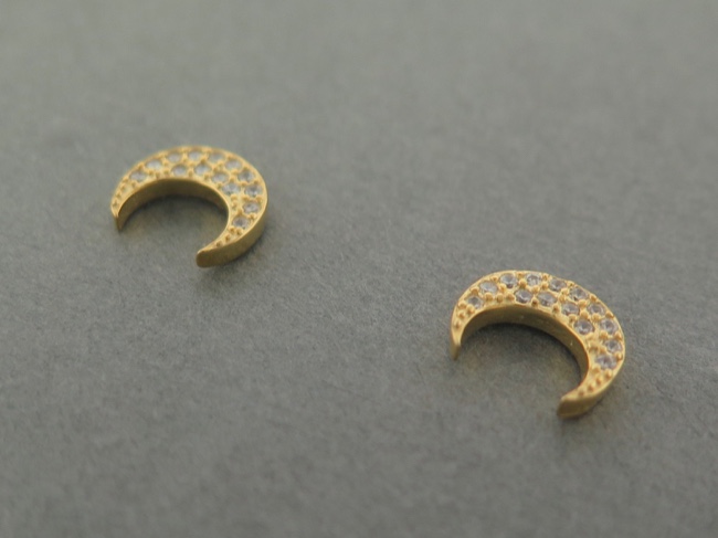 Gold Vermeil CZ Moons - Click Image to Close