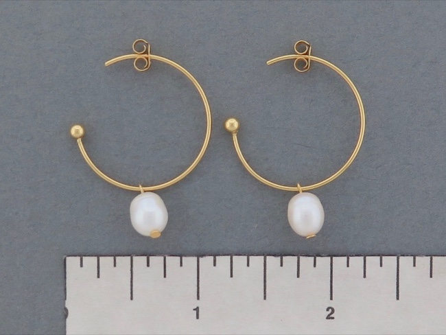 Gold Verm Hoop with Pearl - Click Image to Close