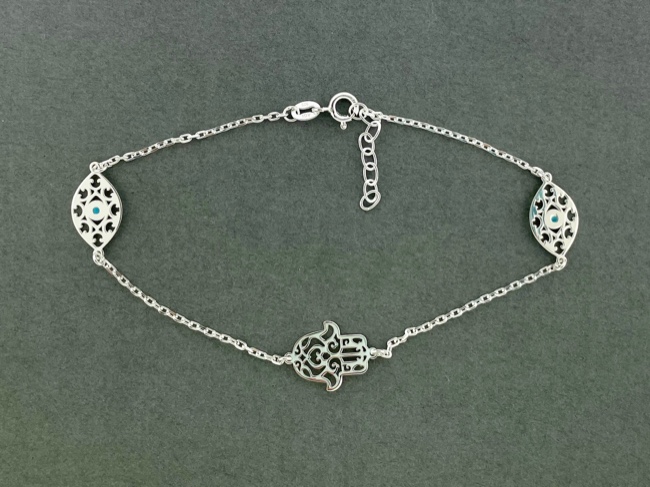 Anklets! Sterling Hamsa - Click Image to Close