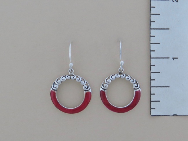 Coral Circle Earrings - Click Image to Close