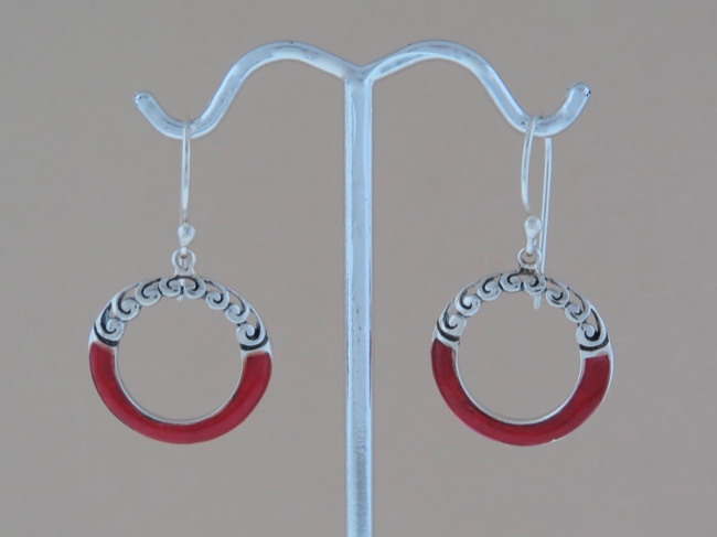 Coral Circle Earrings - Click Image to Close
