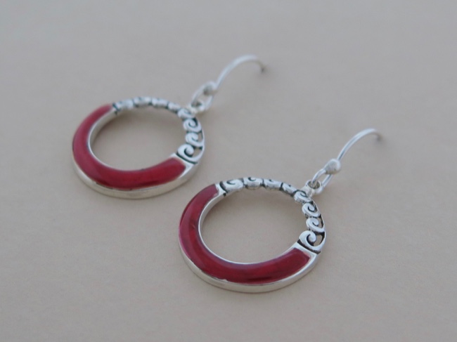 Coral Circle Earrings - Click Image to Close