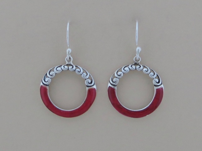 Coral Circle Earrings - Click Image to Close