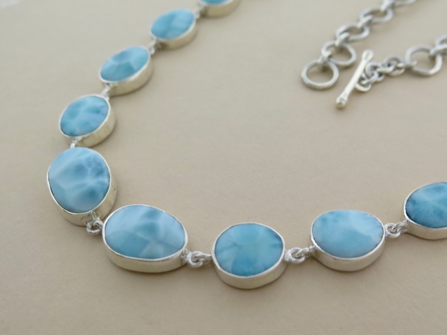Larimar Linked Necklace - Click Image to Close