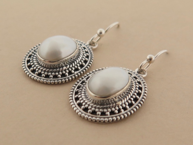 Pearl Ornate Dangles - Click Image to Close