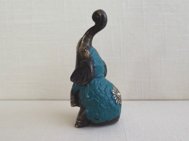 Gleeful Handpainted Bronze Lucky Elephant - Click Image to Close