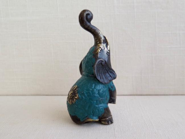 Gleeful Handpainted Bronze Lucky Elephant - Click Image to Close