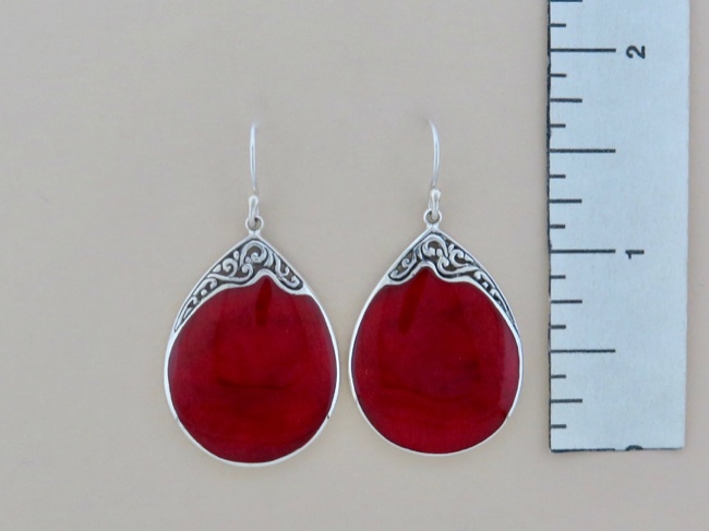 Coral Wide Tear Dangles - Click Image to Close