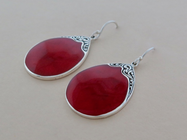 Coral Wide Tear Dangles - Click Image to Close