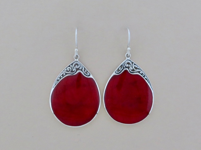 Coral Wide Tear Dangles - Click Image to Close