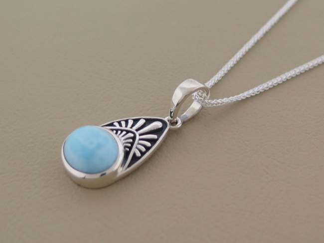 Larimar Oxidized Necklace - Click Image to Close