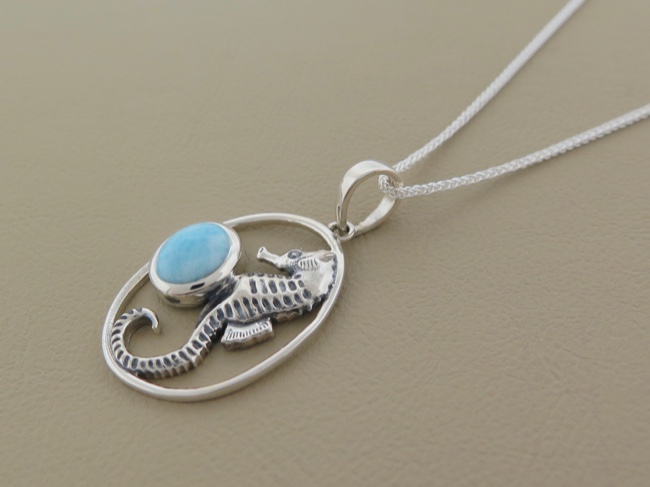 Larimar Seahorse Oval - Click Image to Close