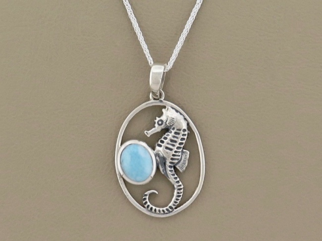 Larimar Seahorse Oval - Click Image to Close