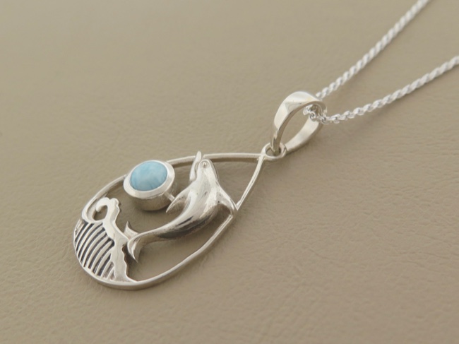 Larimar Leaping Dolphin! - Click Image to Close
