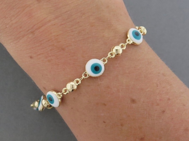 Eye Bead Linked Bracelet - Click Image to Close