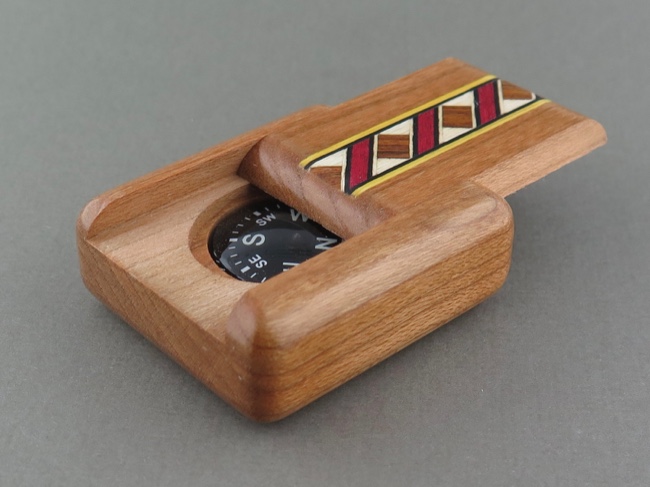 Compass - Secret Box - American Cherry Wood - Click Image to Close