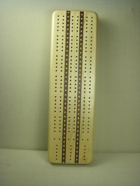 Wood Inlaid Cribbage Board American Maple - Click Image to Close