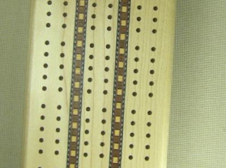 Wood Inlaid Cribbage Board American Maple - Click Image to Close