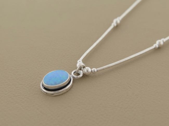 Opal Oval Necklace - Click Image to Close