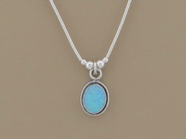 Opal Oval Necklace - Click Image to Close
