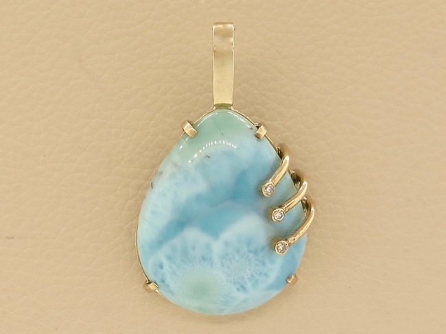 Larimar Gold Pendant - Click Image to Close