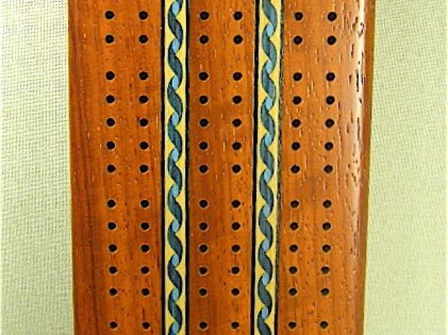 Wood Inlaid Cribbage Board African Paduak - Click Image to Close