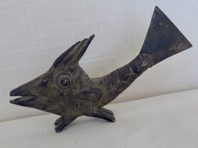 Burkina Faso Bobo Tribe Bronze Fish Totem - Click Image to Close