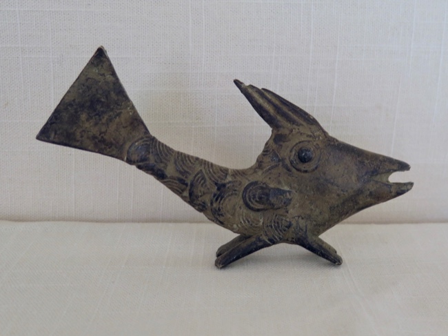 Burkina Faso Bobo Tribe Bronze Fish Totem - Click Image to Close