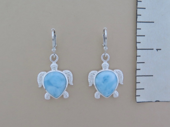 Larimar Turtle Earrings - Click Image to Close