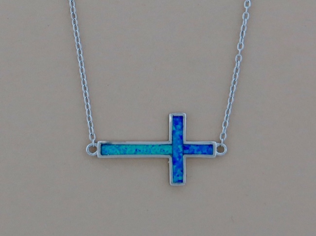 Opal Sideways Cross - Click Image to Close