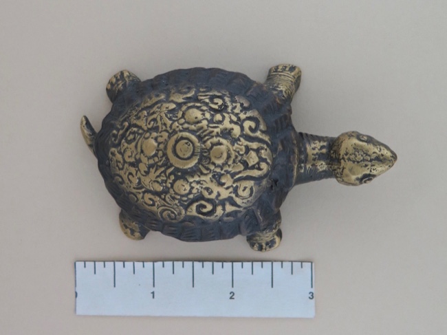 Beautifully Embossed Brass Tortoise from Nepal - Click Image to Close