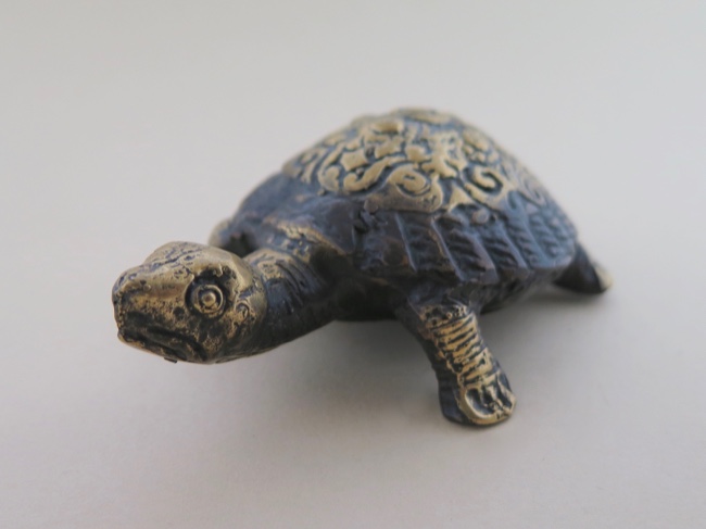 Beautifully Embossed Brass Tortoise from Nepal - Click Image to Close