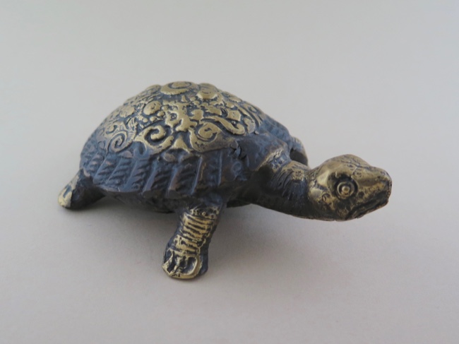 Beautifully Embossed Brass Tortoise from Nepal - Click Image to Close