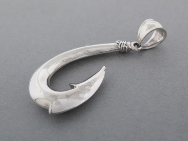 Sterling Fish Hook Pendant - Click Image to Close