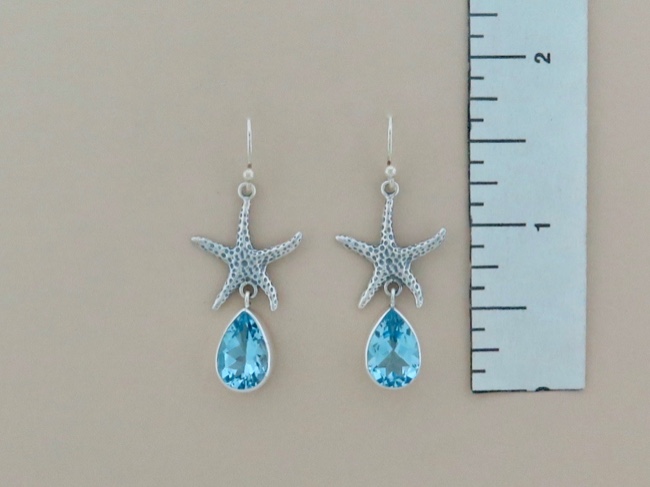 Starfish Blue Topaz Dangle - Click Image to Close