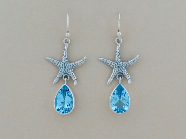 Starfish Blue Topaz Dangle - Click Image to Close