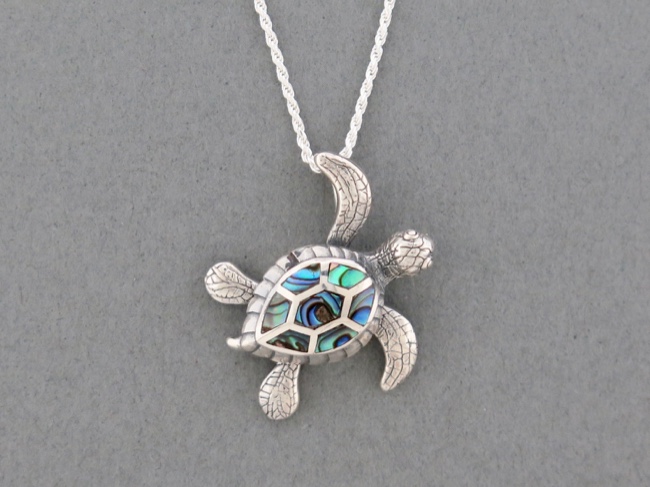 Abalone Turtle Necklace - Click Image to Close