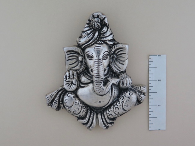 Ganesha Lord of Success White Metal Plaque - Click Image to Close