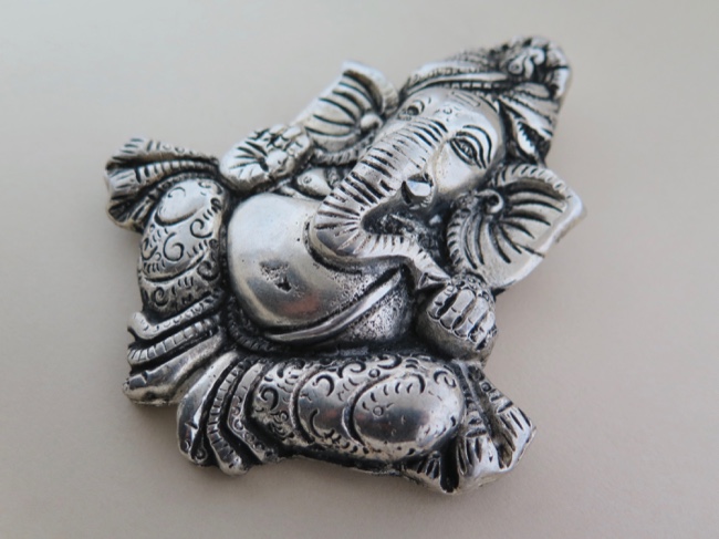 Ganesha Lord of Success White Metal Plaque - Click Image to Close