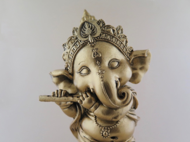 Baby Ganesha Joyously Playing Flute - Click Image to Close
