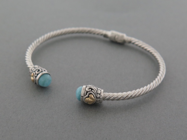 Larimar Ornate Twist Cuff - Click Image to Close