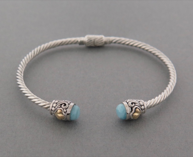 Larimar Ornate Twist Cuff - Click Image to Close