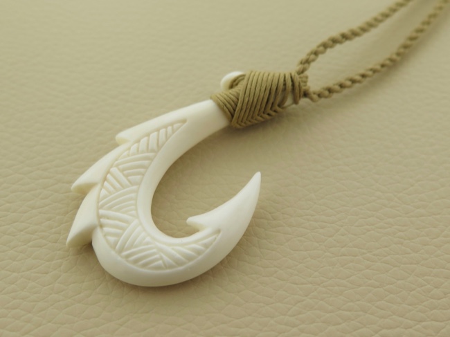 Carved Bone Fish Hook - Click Image to Close