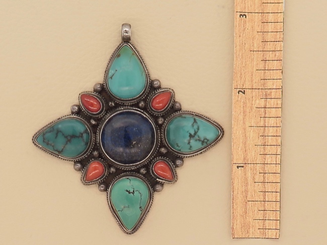 Turquoise Nepal Pendant - Click Image to Close