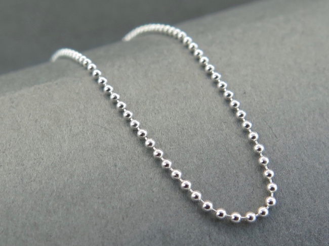 Chain, Sterling Bead 18in - Click Image to Close