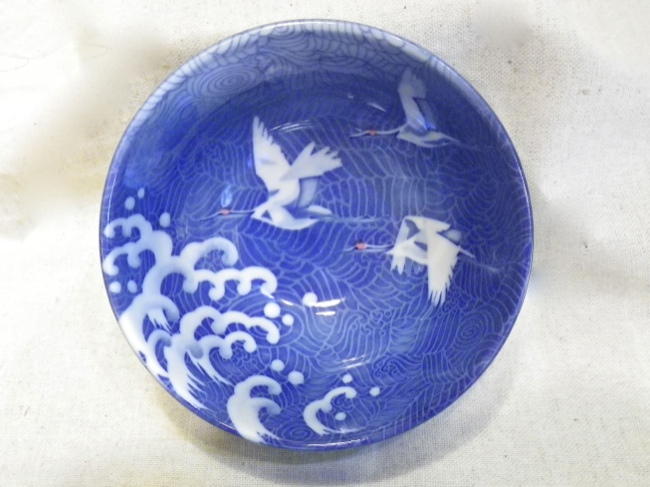 4 Piece Bowl Set with Crane Motif from Japan - Click Image to Close
