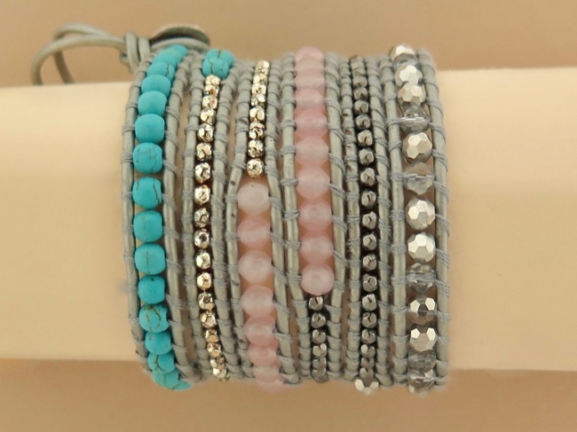 Beaded Leather Wrap - Click Image to Close